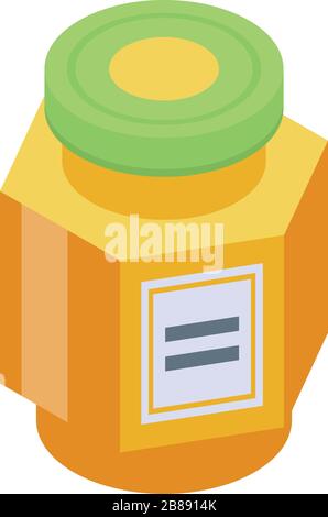 Apricot jam jar icon, isometric style Stock Vector