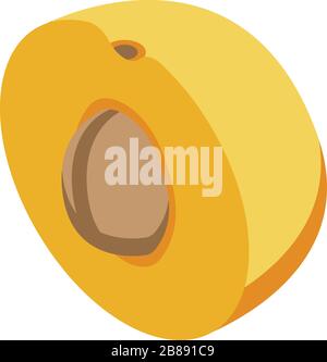 Half eco apricot icon, isometric style Stock Vector