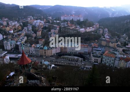 Winter in Karlovy Vary. Karlovy Vary (Carlsbad), Bohemia, Czech Stock ...