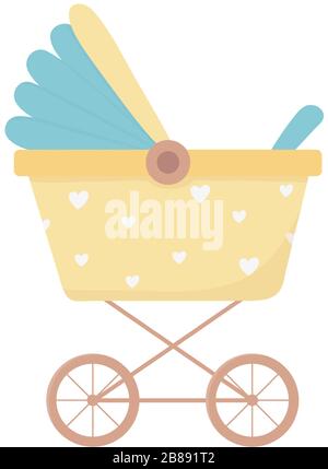 baby shower pram carryage newborn isolated icon vector illustration Stock Vector