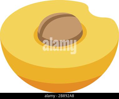 Sweet half apricot icon, isometric style Stock Vector