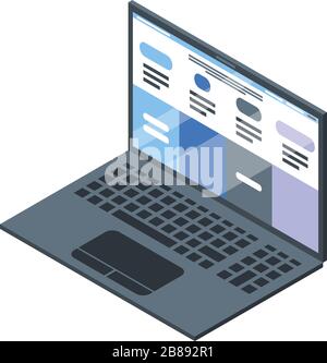 Architect laptop icon, isometric style Stock Vector