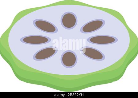 Cutted soursop icon, isometric style Stock Vector