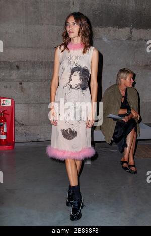 Alexa Chung in front row for Christopher Kane show Stock Photo