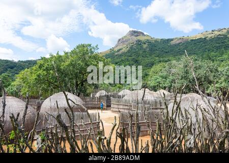 Traditional beehive homesteads at Swazi Cultural Centre, Mantenga Nature Reserve, Lobamba, Ezulwini Valley, Kingdom of Eswatini (Swaziland) Stock Photo