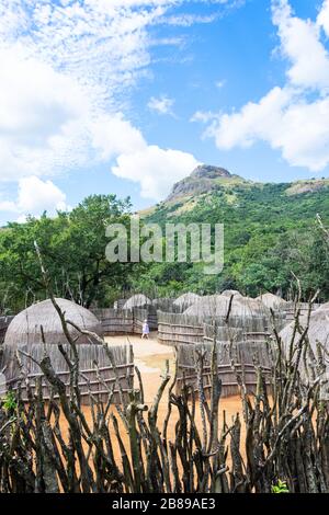 Traditional beehive homesteads at Swazi Cultural Centre, Mantenga Nature Reserve, Lobamba, Ezulwini Valley, Kingdom of Eswatini (Swaziland) Stock Photo