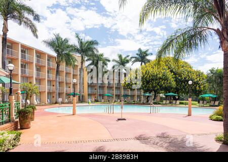 Lugogo Sun Hotel and swimming pool, Lobamba, Ezulwini Valley, Kingdom of Eswatini (Swaziland) Stock Photo