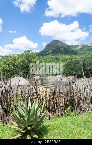 Traditional beehive homesteads at Swazi Cultural Centre, Mantenga Nature Reserve, Lobamba, Ezulwini Valley, Kingdom of Eswatini (Swaziland) Stock Photo