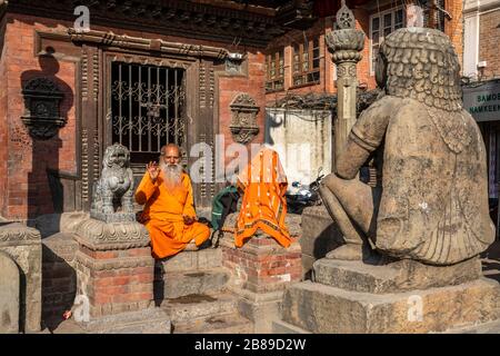 Sadu portrait at Durbar Square in Kathmandu, Nepal Stock Photo