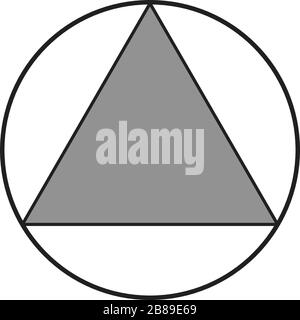 triangle inside circle geometric figure. Stock Vector illustration isolated on white background. Stock Vector