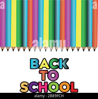 Back to school vector banner design with colorful pencil. Vector illustration. Stock Vector