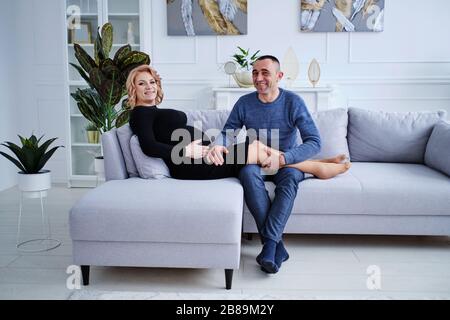 loving couple rejoices in pregnancy expecting a baby Stock Photo