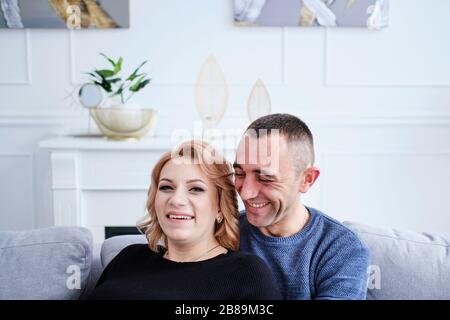 loving couple is expecting pregnancy in expectation of baby Stock Photo