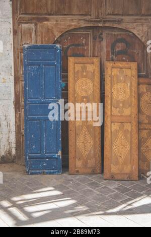 Door panels in the street Stock Photo