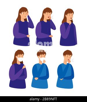 group of people covid 19 sick Stock Vector