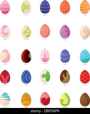 Set of easter eggs icons Stock Vector