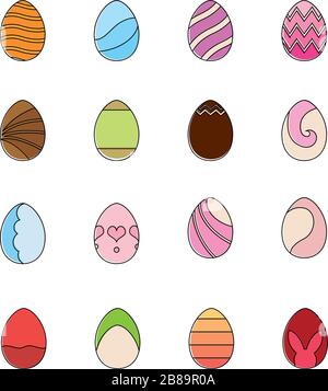 Set of easter eggs icons Stock Vector