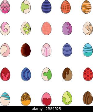 Set of easter eggs icons Stock Vector