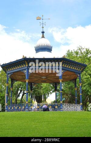 Victoria Park Bandstand made from ornate iron.It was first erected back in 1899 when British regimental bands played in Bermuda. Old gazebo. Stock Photo