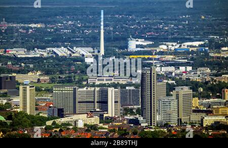 , City center with skyline in Essen, 26.07.2015, aerial view, Germany, North Rhine-Westphalia, Ruhr Area, Essen Stock Photo