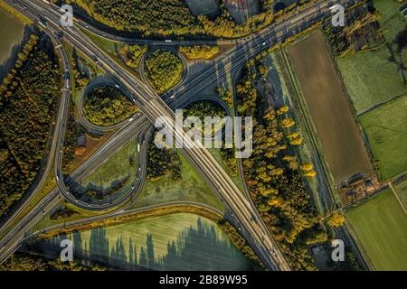 Aerial photo, Neersen motorway junction, A52 and A44, Willich, Lower ...