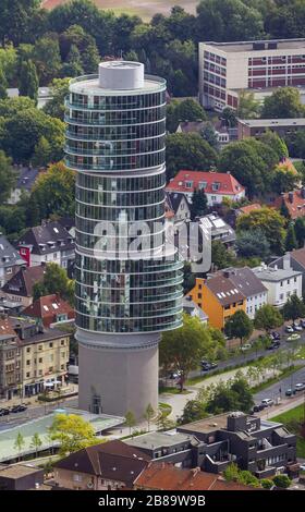 construction site of the office towers Exzenterhaus on a former bunker at the University Street in Bochum, 21.09.2013, aerial view, Germany, North Rhine-Westphalia, Ruhr Area, Bochum Stock Photo