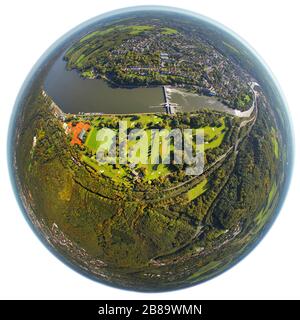 , Baldeney Lake in Essen-Werden 14.10.2011, aerial view, Germany, North Rhine-Westphalia, Ruhr Area, Essen Stock Photo