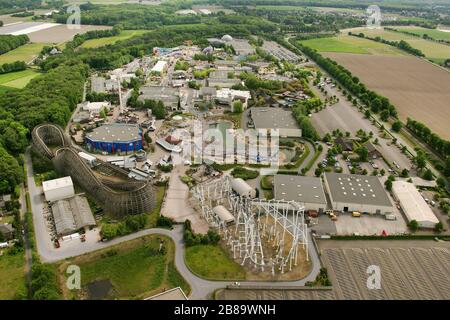 , Movie Park Germany in ein Bottrop-Kirchellen, 09.05.2011, aerial view, Germany, North Rhine-Westphalia, Ruhr Area, Bottrop Stock Photo