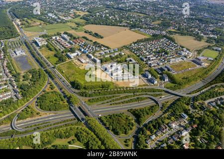 , City cross Stadtkrone Ost of Westfalendamm B1 with federal road B236 in Dortmund, 05.09.2013, aerial view, Germany, North Rhine-Westphalia, Ruhr Area, Dortmund Stock Photo