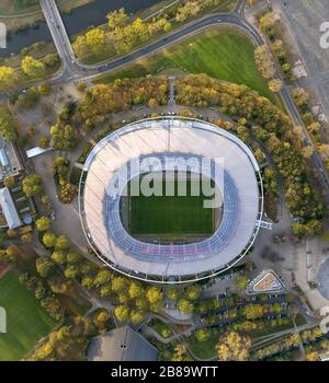 HDI Arena stadium in Calenberger Neustadt district of Hannover, 31.10.2013, aerial view, Germany, Lower Saxony, Hanover Stock Photo
