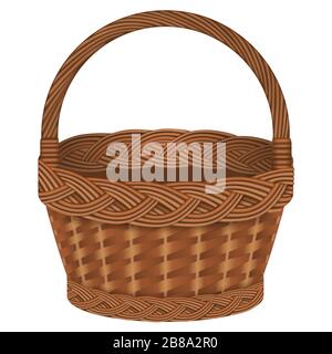 isolated empty wicker basket illustration Stock Photo