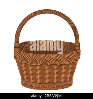 isolated empty wicker basket illustration Stock Vector