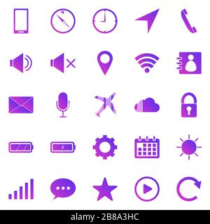 Mobile phone gradient icons on white background, stock vector Stock Vector