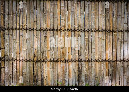 Wall Made By Bamboo Rope Band Stock Photo, Picture and Royalty