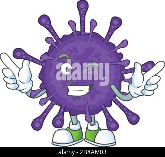 Funny coronavirinae cartoon design style with wink eye face Stock Vector