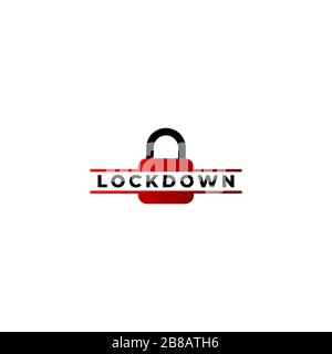 Lockdown sign illustration isolated on white background. Lock logo template. Red padlock icon Security logo concept. Protection design element. Stock Vector