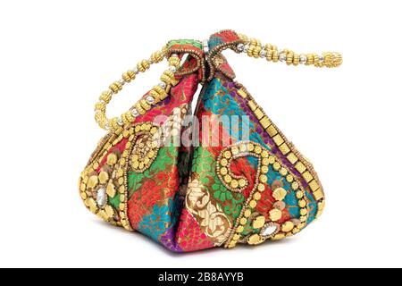 Traditional Indian Hand bag on white background Stock Photo