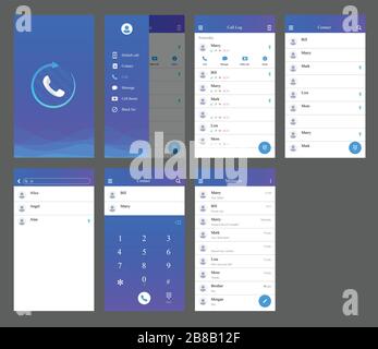 call recorder ui design mobile user interface Stock Vector