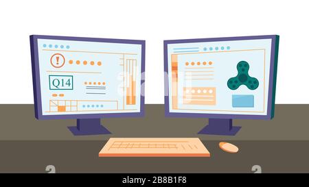 drone control panel, two monitor illustration vector Stock Vector