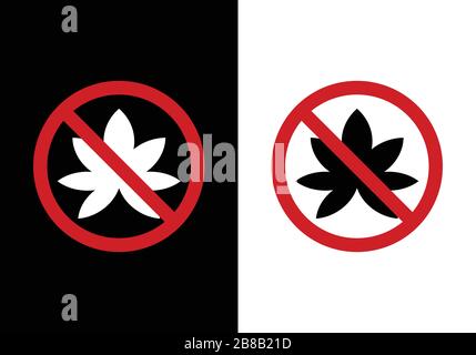 cannabis leaf logo vector icon on black and white background Stock Vector