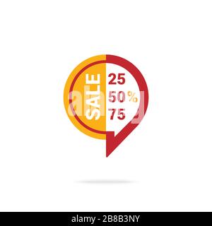 Red and yellow speech bubble offering various discounts during sale Stock Vector