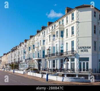 Row of Victorian terraced hotels, Royal Parade, Eastbourne, East Sussex, England, UK. Stock Photo