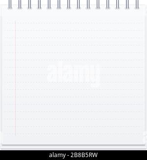 Vector illustration of square spiral notebook with empty ruled pages Stock Vector