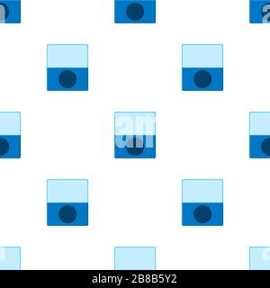 Seamless pattern with pencil blue sharpener on white background. Cartoon style. Vector illustration for design, web, wrapping paper, fabric. Stock Vector