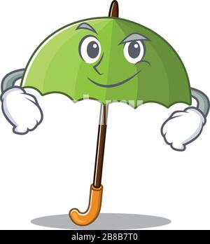 Funny green umbrella mascot character showing confident gesture Stock Vector