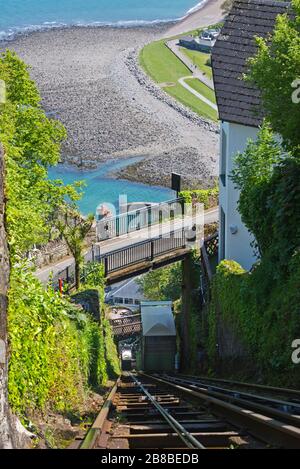 the 19th century Funicular Cliff Railway between Lynton and Lynmouth on the North Devon Coast, part of the Exmoor National Park, England, UK Stock Photo