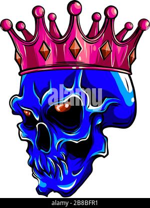 Vector illustration human death skull in crown with roses Stock Vector