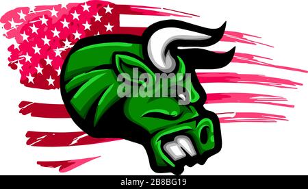 Angry bull, logo, symbol american flag vector Stock Vector