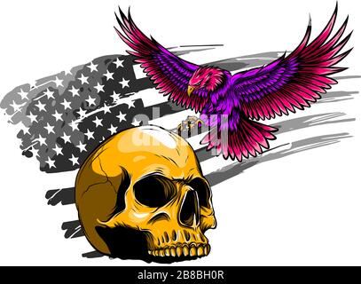 American eagle with USA flags vector illustration Stock Vector