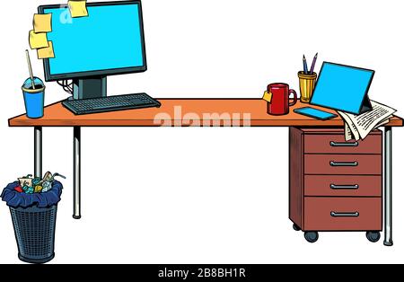 office Desk with computer Stock Vector